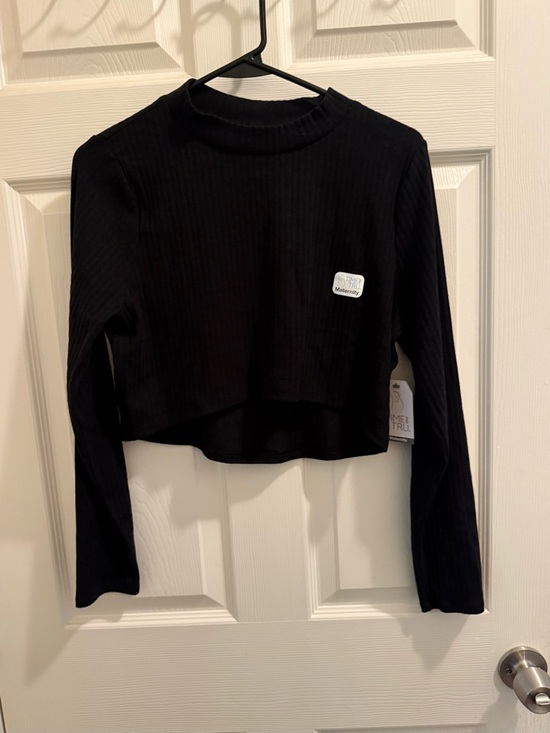 Time and Tru Tops - Time and Tru Black Ribbed Maternity Top
